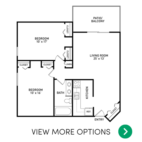 2 bedroom apartment floor plans in East Lansing, MI near Michigan State University | River Park